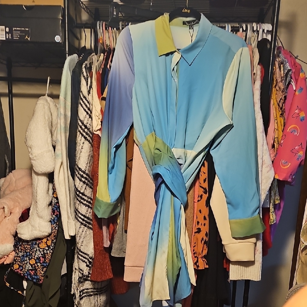 Nicole Miller Blue and Green Dress